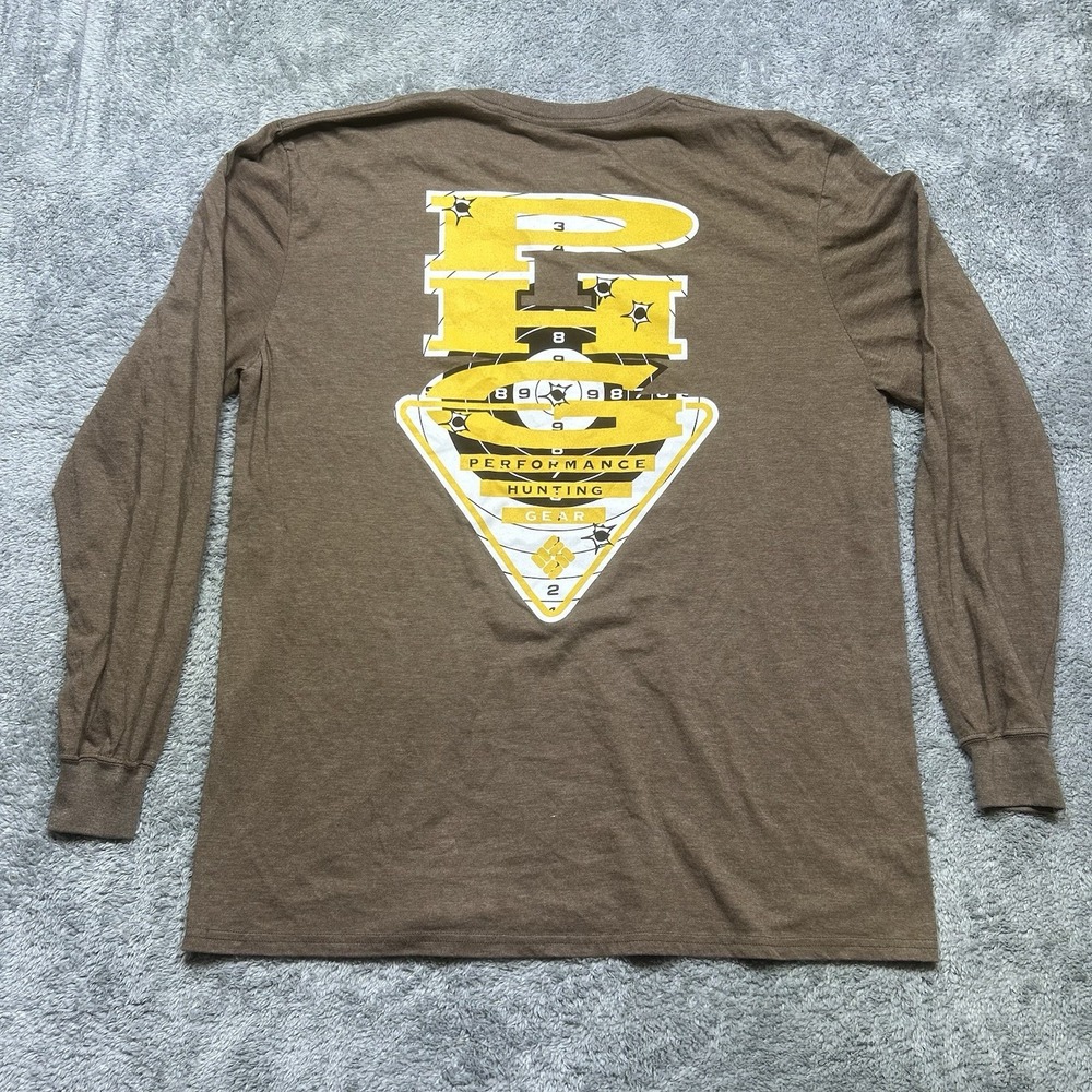 Columbia PHG Performance Hunting Gear Shirt Men's XL Brown Long Sleeve Bullseye